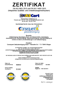 Zertifikat EN ISO 9001:2015 und ISO 14001:2015